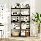 NUMENN Narrow Bookshelf, 5 Tier Bookshelves, Home Office Bookcase Shelf Storage Organizer, Free Standing Storage Shelving Unit for Bedroom, Living Room and Home Office, Black