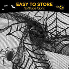 eZAKKA Halloween Table Cloth, Spider Web Table Cloth Black Tablecloth Lace Fabric Table Cloths Halloween Table Cover for Rectangle for Parties Gothic Spooky Home Decorations, 48x96 Inch