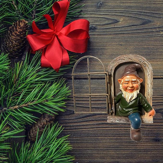 Whimsical Fairy Garden Gnome Statue, Tree Faces Decor Outdoor -5.9 Inch, Funny Garden Tree Decoration,Ideal Patio Yard Lawn Porch Decoration
