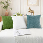 CaliTime Throw Pillow Covers Decorative 16 X 26 Inches Pack of 2 Cozy Chenille Cushion Cases for Couch Sofa Bed Living Room Home True White