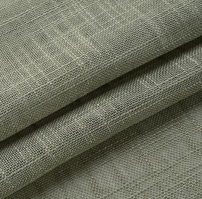 MIUCO Semi Sheer Curtains Poly Linen Textured Solid Grommet Curtains 84 Inches Long for Living Room 2 Panels (2 x 37 Wide x 84" Long) Sage