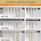 MYSKY HOME Linen Curtains 95 Inches Long for Sliding Glass Door, Farmhouse Semi Sheer Ceiling Curtains Living Room Light Filtering Back Tab Elegant Style Soft Fabric, 100" x 95", Linen, 1 Panel