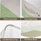 BALEINE 1 Pack Fabric Storage Bins for Shelves, Linen Storage Baskets for Organizing, Decorative Closet Bins for Clothes, Home (Green, 12"x8"x8")