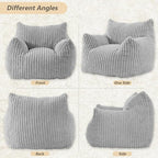 Giant Bean Bag Chairs for Adults Teens, Large Bean Bag Sofa Chairs with Filling Comfy Fuzzy BeanBag Chair with Armrests for Bedroom Living Room Reading