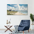 HGUAOA Coastal Canvas Wall Art - Large Landscape Wall Art for Living Room - Ocean and Beach Painting - Blue Artwork for Bedroom Decor - Above Bed Wall Pictures -Beach Theme Print Art