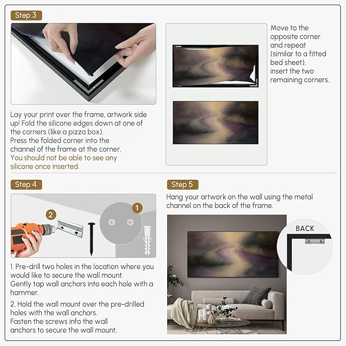 SIGNWIN 36"x72" Extra Large Framed Wall Art Golden Light River Path Dreamy Impressionist Landscape Illustration for Home Living Room Bedroom Decor (Frame Assembly Required)