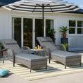 VIVIJASON 3 Pieces Outdoor Wicker Chaise Lounge Chair Set, All-Weather PE Rattan Cushioned Patio Lounger Set of 2 with Side Table, Adjustable Pool Sunbathing Recliner with Armrest & Pillow, Gray