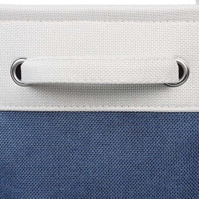 Kntiwiwo Foldable Storage Bins 15" x 10" x 9.5" Fabric Storage Basket Cube with Handles Large Linen Closet Organizer Bins for Organizing Shelf Home, Set of 3, Blue