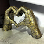 Top Brass Large Rustic Heart Hands Sculpture, 9 3/4” Resin Love Statue – Romantic Decor Accent for Shelf or Mantel – Perfect for Wedding, Valentine's Day or Anniversary (Weathered Bronze)
