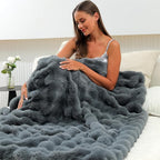 RYNGHIPY Faux Fur Blanket Double-Sided Thick Warm Blanket for Couch Soft Fluffy Furry Blankets for Sofa Chair (Dark Grey, 51''x63'')