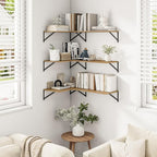 Heimlove 24" W x 12" D Wall Shelves for Books, 12 Inch Deep Floating Shelves Set of 3, Wide Floating Bookshelf with Metal Bracket for Living Room, Kitchen, Office, Bedroom and Decor Storage - Oak
