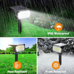 LANSOW Solar Spot Lights Outdoor, [2 Pack/57 LED] 2-in-1 Solar Landscape Spotlights, 3 Modes IP65 Waterproof Dusk to Dawn Solar Powered Flood Wall Lights for Outside Yard Garden Path(Cool White)