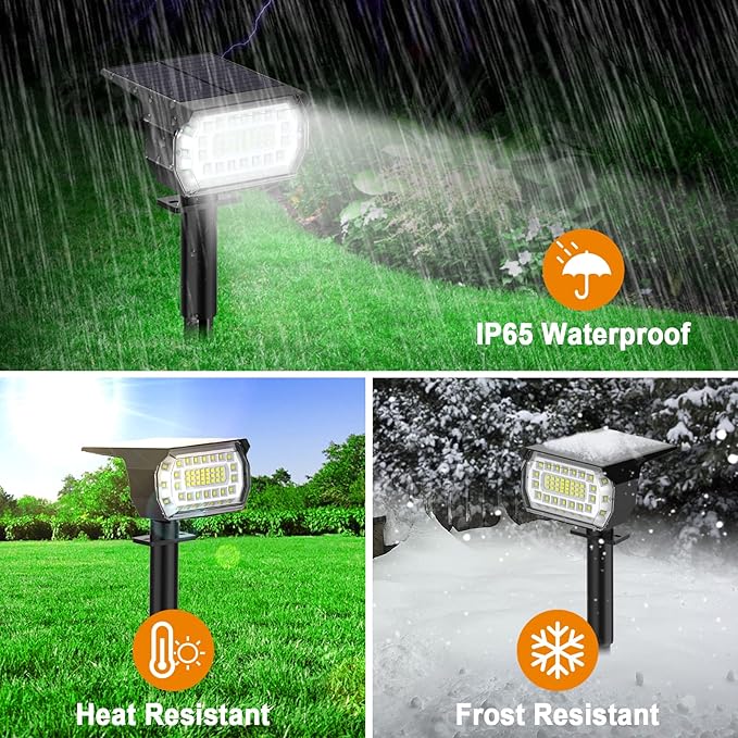 LANSOW Solar Spot Lights Outdoor, [8 Pack/57 LED] 2-in-1 Solar Landscape Spotlights, 3 Modes IP65 Waterproof Dusk to Dawn Solar Powered Flood Wall Lights for Outside Yard Garden Pathway(Cool White)