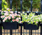 8 Pack Metal Hanging Planter for Outdoor Plants, 10 Inch Black Fence Planters Railing Pots for Garden Patio Balcony Decor, Flower Bucket with Detachable Hooks (Black, 8Pcs)