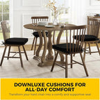 downluxe Indoor Chair Cushions for Dining Chairs, Soft and Comfortable Textured Foam Kitchen Chair Pads with Ties and Non-Slip Backing, 16" x 16" x 2", Black, 6 Pack