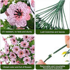 Artificial Faux Outdoor Outside Flowers Plants, 2 PCS Fake Silk UV Resistant Look Real Pink Daisy Trailing Vines for Front Door Porch Planter Urn Patio Balcony Decoration