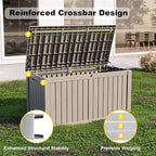 150 Gallon Deck Box Large Outdoor Storage for Patio Furniture,Outdoor Cushions,Garden Tools and Pool Supplies,Waterproof,Resin,Lockable(Grey)