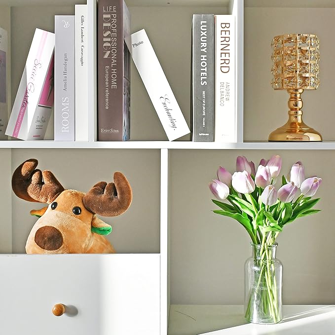 Mandy's Artificial Tulips 20 Stems Light Purple PU Faux Flowers for Wedding Home Decor 13.5 Inch