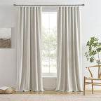 RAIN CITY Natural Birch Blackout Curtains 100 Inch Long 2 Panels Set, Back Tab Track Curtain for Living Room Floor to Ceiling Length Light Blocking Pleated Window Drapes 50x100