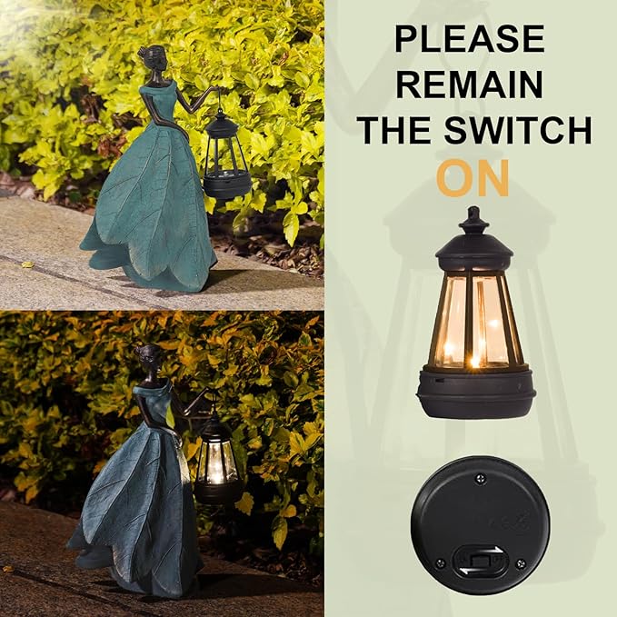 Guichifun Fairy Statues Solar Outdoor Lights - Resin Garden Figurines Decorations for Patio Yard Lawn Decor Housewarming Gardening Gifts for Women Mom 7.4 x 5.3 x 12 Inch
