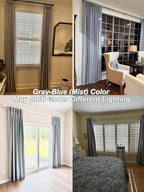 Vision Home Blue Gray Pinch Pleated Full Blackout Curtains Linen Blended Room Darkening Window Curtains 95 inch for Living Room Bedroom Thermal Insulated Pinch Pleat Drapes with Hooks 40" Wx95 Lx2