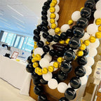 Black Linking Balloons, 120PCS Linked Balloon with Tail for Balloon Wall Arch and Chains, Quick Linkable Balloons for Wedding Birthday Baby Shower Engagement Graduation Party Decorations (6+10inch)