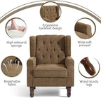 Lumibee High Back Accent Chair,Upholstered Wingback Armchair with Solid Wood Legs for Small Spaces,Comfy Single Sofa Chair for Living Room,Bedroom,Office-Gray