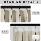Macochico Pinch Pleated Full Blackout Curtains for Bedroom Living Room Ivory White Linen Curtains Thermal Insulated and Noise Reducing Window Panels with Tieback Shabby Chic Decor 84”Wx84”L 1 Panel