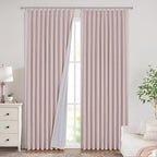 Vision Home Soft Pink Pinch Pleated Full Blackout Curtains Linen Blended Room Darkening Window Panels 95 inch for Living Room Bedroom Thermal Insulated Pinch Pleat Drapes with Hooks 60" Wx95 Lx1