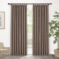 Macochico 100% Blackout Pinch Pleated Linen Curtains Thermal Window Treatments Sound Reducing Curtains for Bedroom Living Room Light Brown Farmhouse Burlap Drapes with Tieback 52”Wx63”L 1 Panel