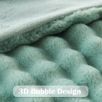 NEWCOSPLAY Faux Fur Twin Blanket Sage Green Bubble Blanket Thick Warm Soft for Couch Sofa Bed 550GSM (New Sage Green, Twin(60"x80"))