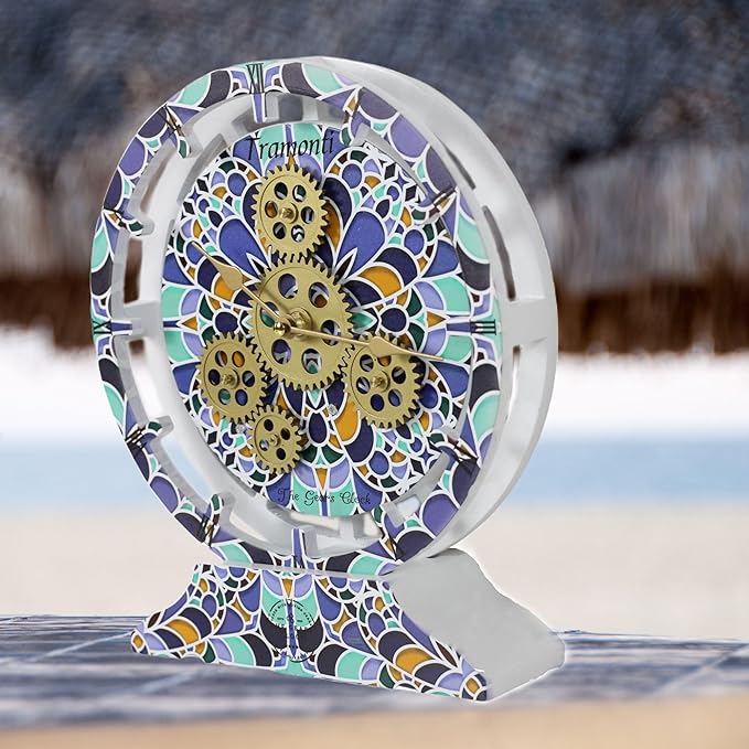The Gears Clock Wall Clock Italy Collection with Moving Gears (Tramonti, 10 inch Round)