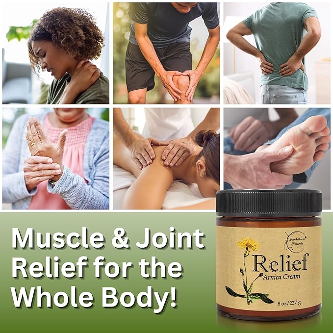 Relief Arnica Cream Natural Lotion for Effective Sore Muscle Relief | Arnica Bruise Cream with Lemongrass & Eucalyptus Essential Oils | Best Massage Lotion for Massage Therapy – 2 Pack