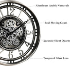CLXEAST 21 Inch Large Moving Gear Wall Clock,Industrial Steampunk Decor,Decorative Wall Clock for Modern Farmhouse Living Room Decor,Gunmetal Silver Finish