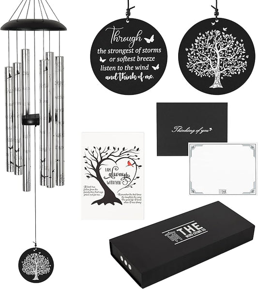 The Wind Chime CO Deep Tone Sympathy Wind Chime with 6 Andonized Aluminum Tubes Tuned Soothing Melody, Memorial Wind Chimes for Outside Decoration (Patio, Graden, Yard) 40"