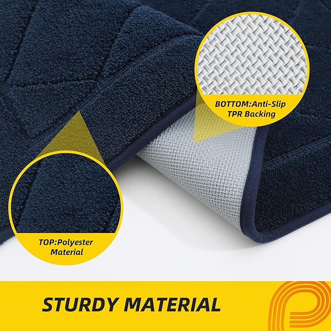 JSEI Dirt Trapper Door Mat 32"x48", Non-Slip Washable Entryway Mats, Dog Door Mat, Stain Resistant and Absorbent Floor Mats, Low Profile Welcome Mat for Front Back Door, Navy Blue