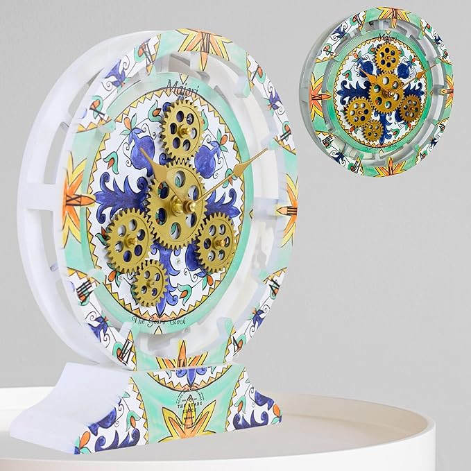 The Gears Clock Wall Clock Italy Collection with Moving Gears (Maiori, 10 inch Round)
