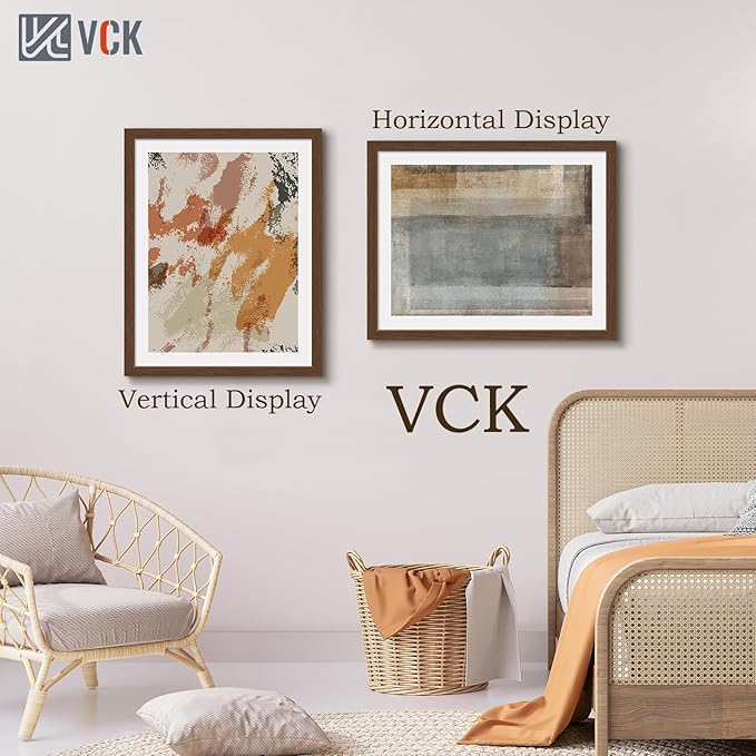 VCK 22x28 Picture Frame 3 Pack, Brown Wood Poster Frame with Exclusive Wood Grain, Wall Mounting Hanging