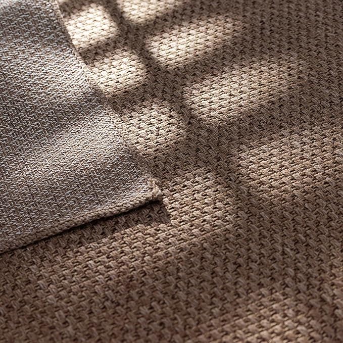 CAMILSON Easy Jute Rug 9x12, Large Indoor Outdoor Natural Color Farmhouse Area Rugs for Living Room Patio and Kitchen Rug, Solid Boho Woven Design, Easy-Cleaning, Washable Outside Carpet (9 x 12)