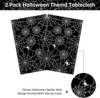 2 Pcs Halloween Tablecloth - Plastic Halloweens Spider Webs Table Cloth, Black Disposable Rectangle Spiderweb Table Cover for Halloween Party Decorations Supplies Favors Tables Decor, 108 x 54 Inch
