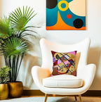 Kandinsky Modern Couch Pillow Cover - Yellow Gold | Abstract, Contemporary, Outdoor, Mid Century Chair Cushions | Handmade Wool Size 18x18