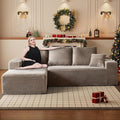 HYJT-H&K Modular Sectional Sofa Cloud Couch, 107" Comfy L Shaped Sectional Couches for Living Room, Deep Seat Memory Foam Plush Fluffy Corduroy Boneless Couch Sectionals Left Facing Sofa Chaise Brown