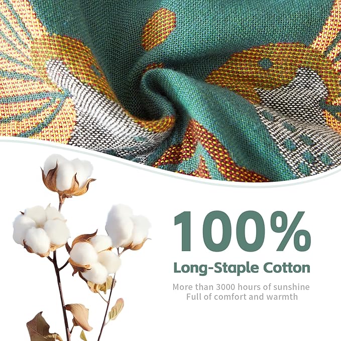 Woven Throw Blanket Cotton Cozy and Soft King Size Blanket Two Side Available Large Bed Blankets All Season Blanket for Couch Bedding (90"x98",01-Cute Bird)