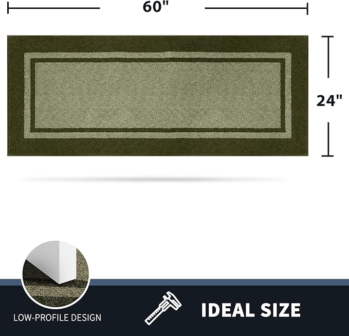 PURRUGS Dirt Trapping Door Mat 24" x 60", Non-Slip/Skid Machine Washable Entryway Rug, Shoes Scraper, Area Rug, Super Absorbent Welcome Mat for Muddy Wet Shoes and Paws, Budding Green & Sage Green