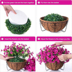 Ivydale Artificial Silk Hanging Plants Flowers Basket for Outdoor Outside Summer Decoration, Fake Faux UV Sun Resistant Look Real Morning Glory Fuchsia for Porch Patio Balcony Home