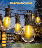 Outdoor String Lights Patio LED Light Outside - 60M IP65 Waterproof 58+2 S14 LED 200ft Porch Lighting