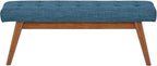 Amazon Basics Modern Haraden Upholstered Button-Tufted Bench, Blue, 16 x 44 x 17 in (Previously Rivet brand)