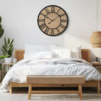 Large Wall Clock for Living Room Decor, Non Ticking Silent, Battery Operated Modern Vintage Wood Wall Clock Oversized Decorative Wall Clock for Bedroom Kitchen Farmhouse Office Decor