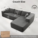 104" Cloud Sectional Couches for Living Room,L Shaped Boneless Couch in A Box,Sleeper Sofa with Comfy Chaise No Assembly Required,Grey