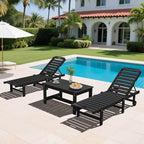 SERWALL Outdoor Coffee Table, HDPE Patio Coffee Table for Outside, Rectangle, Black